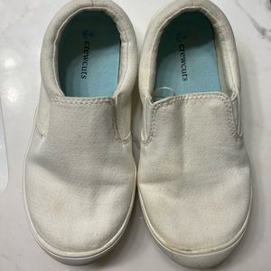 Crew cute (worn once) white boys or girls slip on sneaker size 1